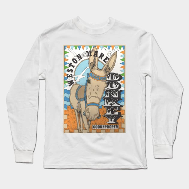 Weston Donkey, Seaside Fun. Long Sleeve T-Shirt by krisevansart